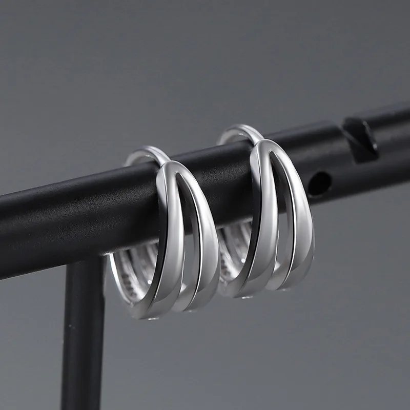 

Fashion Silver Plated Ultra Small Earbone Arc Earrings Mini Round Hoop Earrings Simple Wild Hip Hop Cool Trend Men's Jewelry