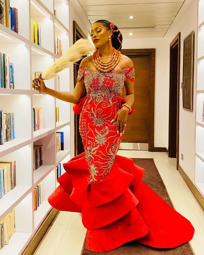 

Роскошные вечерние платья-русалки Aso Ebi с аппликацией из бисера, нигерийское женское платье для выпускного вечера, вечерние платья для второ...
