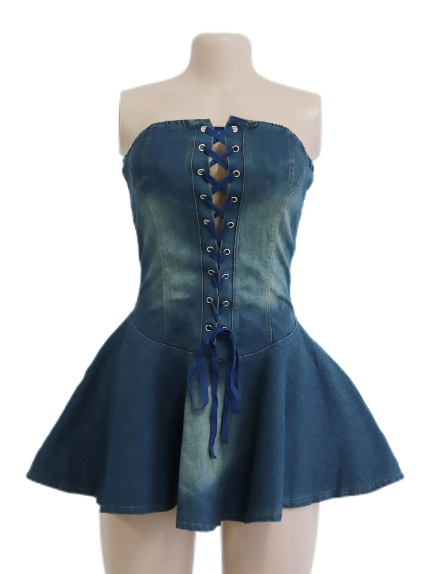 Джинсовые мини-платья без рукавов с открытой спиной для женщин джинсы