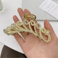 2022new elegant gold hollow rhinestone pearls hair claw vintage hair clips for women headband hairpin hair crab hair accessories