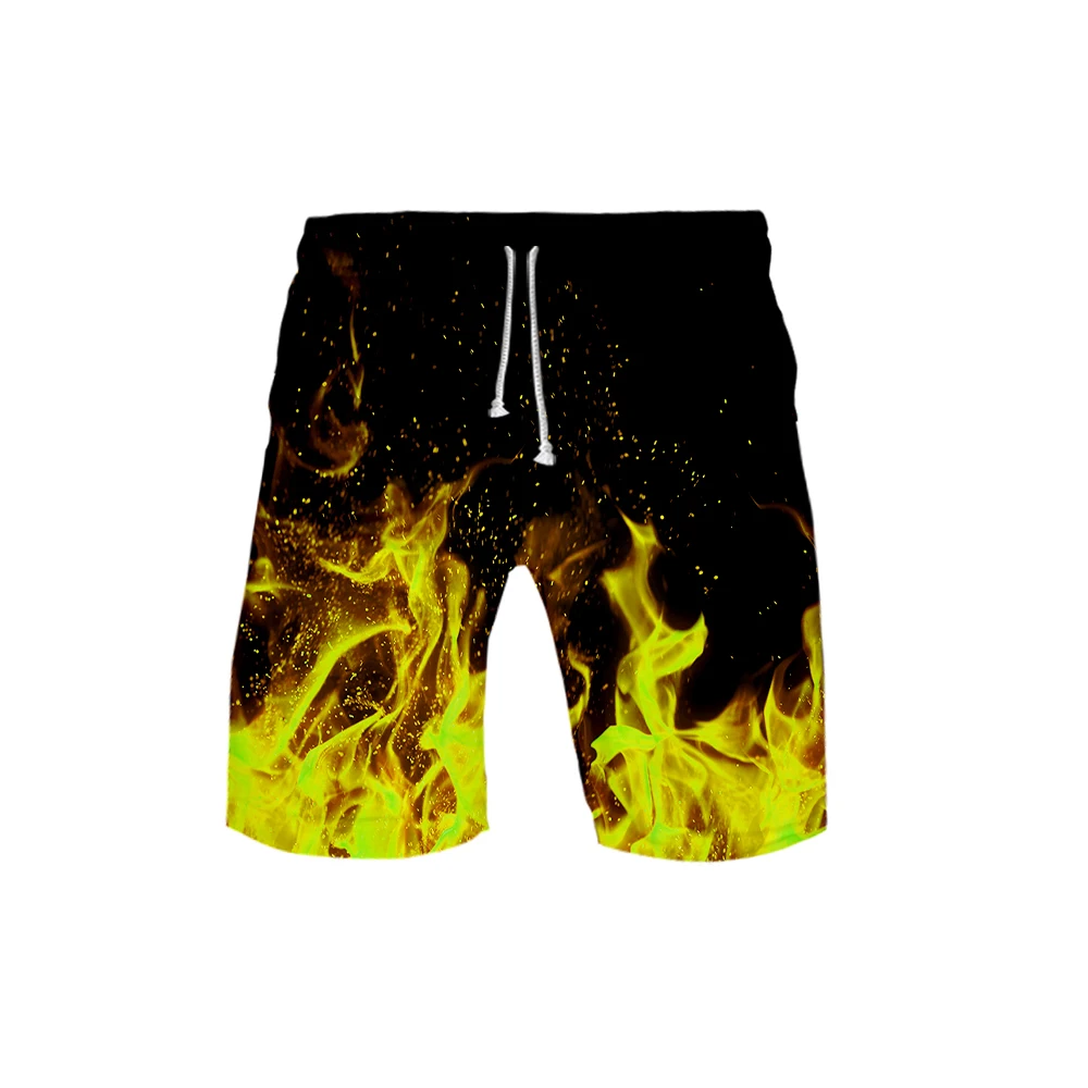 

Men's Running Shorts With 3D Flame Print Men's Gym and Basketball Shorts Fitness Bodybuilding Training Short Pants