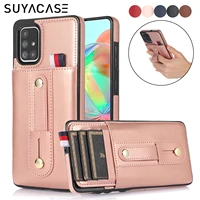 shockproof stand holder leather case for samsung galaxy a71 a51 a70 a50 a50s retro luxury pull wallet card slots phone bag cover