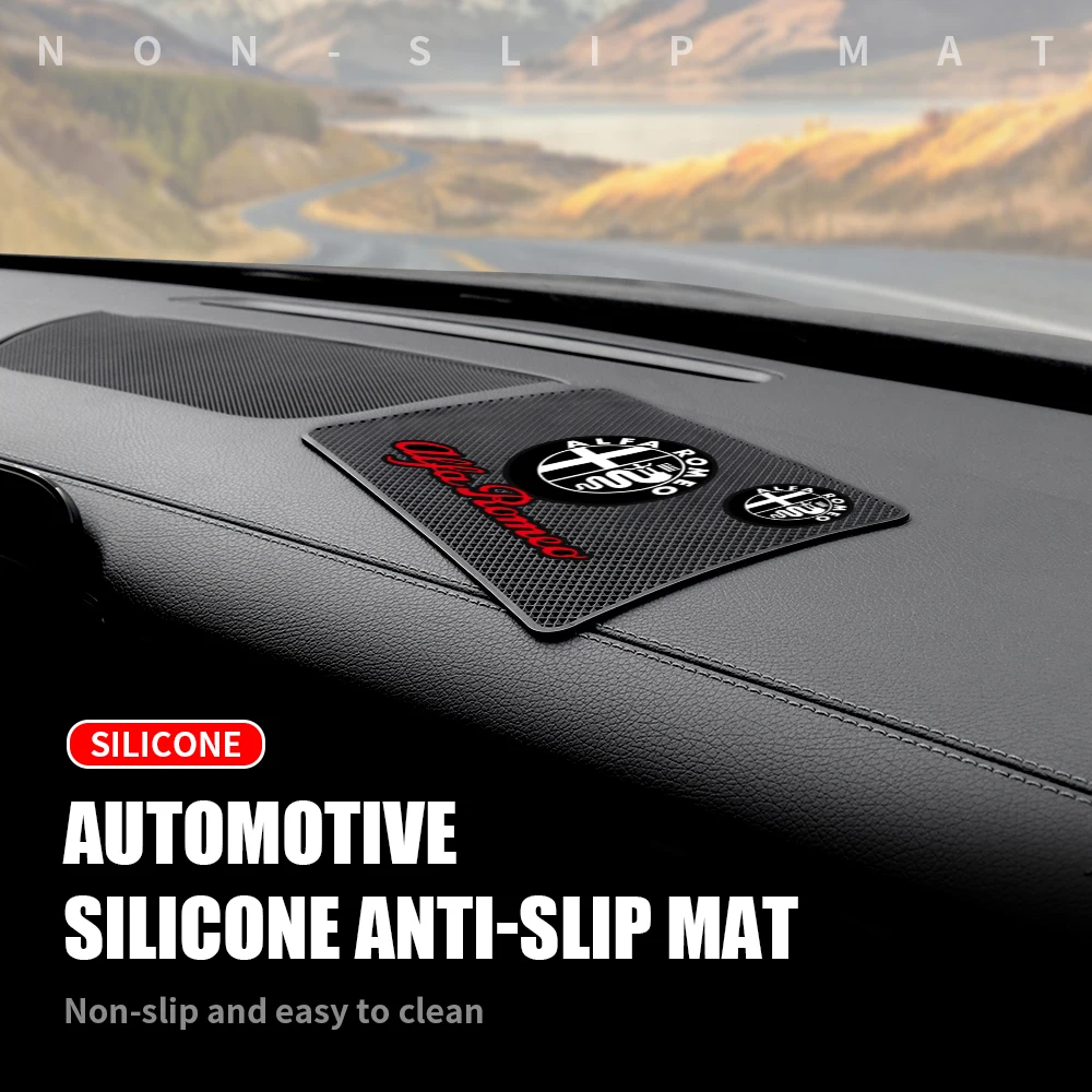 

Car Dashboard Sticky Anti-Slip Silicone Mat Phone Non-Slip Pad for Alfa Romeo Tonale Giulia Stelvio Mito Giulietta GT 147 156 4c