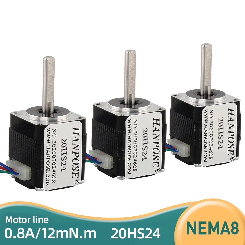 3 шт., шаговый электродвигатель Nema8, 24 мм, 1,8 А, градусов, 12 м (20HS24)