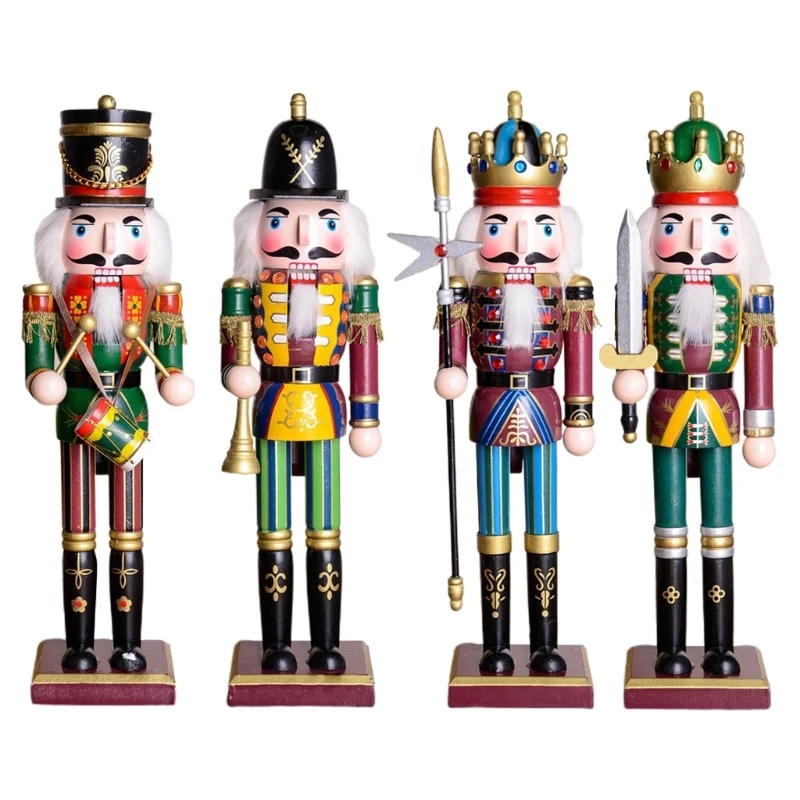 

12 Inch Colorful Wooden Nutcracker Soldier King Figures Holiday Christmas Decor for Indoor Tabletop Desktop Holiday Home B03D