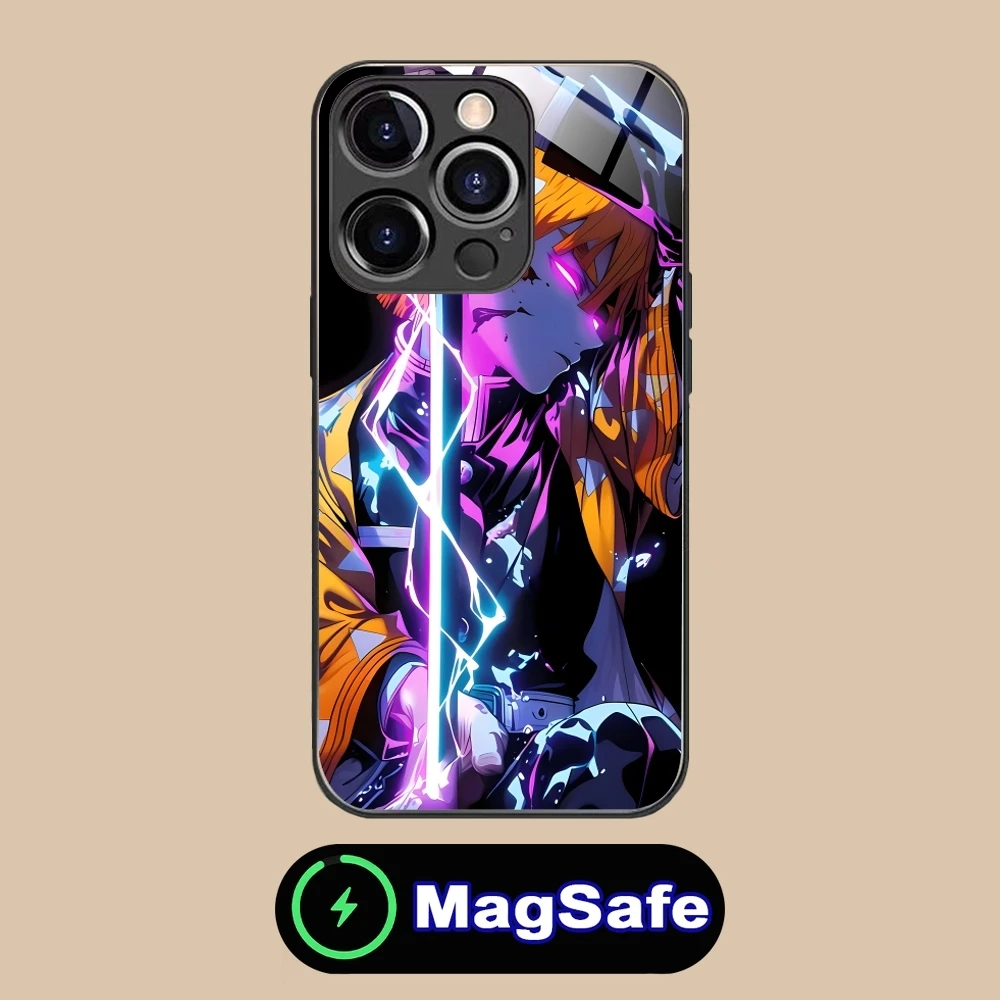 Цветной неоновый чехол для мобильного телефона Demon Slayer iPhone 16 15 14 13 12 11 Pro Max Plus Mini