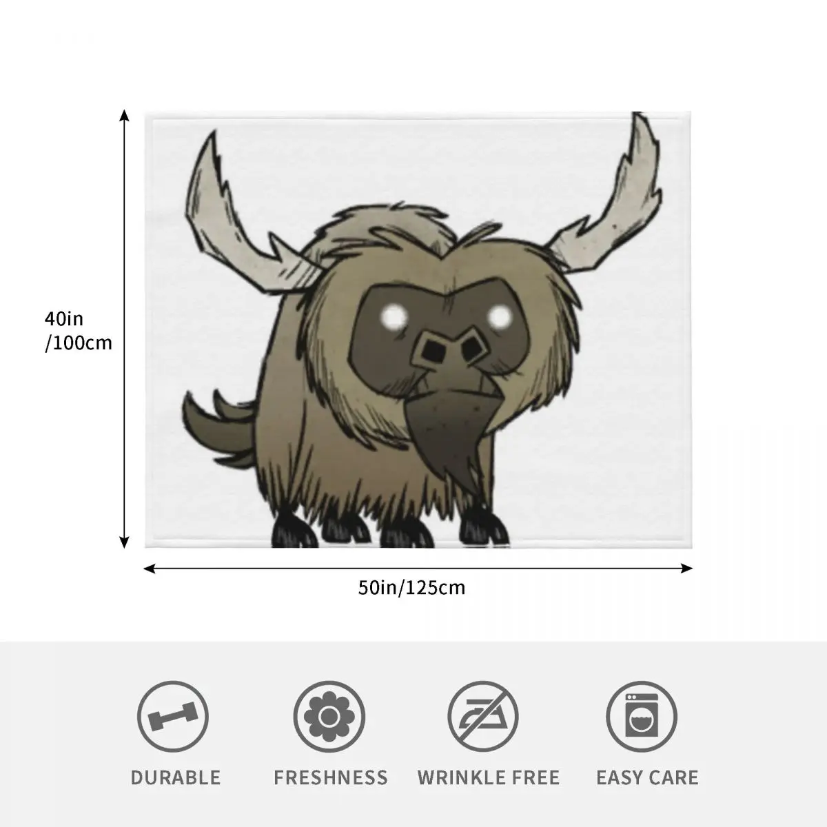 Фото Плед Don't Starve Beefalo, мягкий однотонный плед для дивана или кровати №4