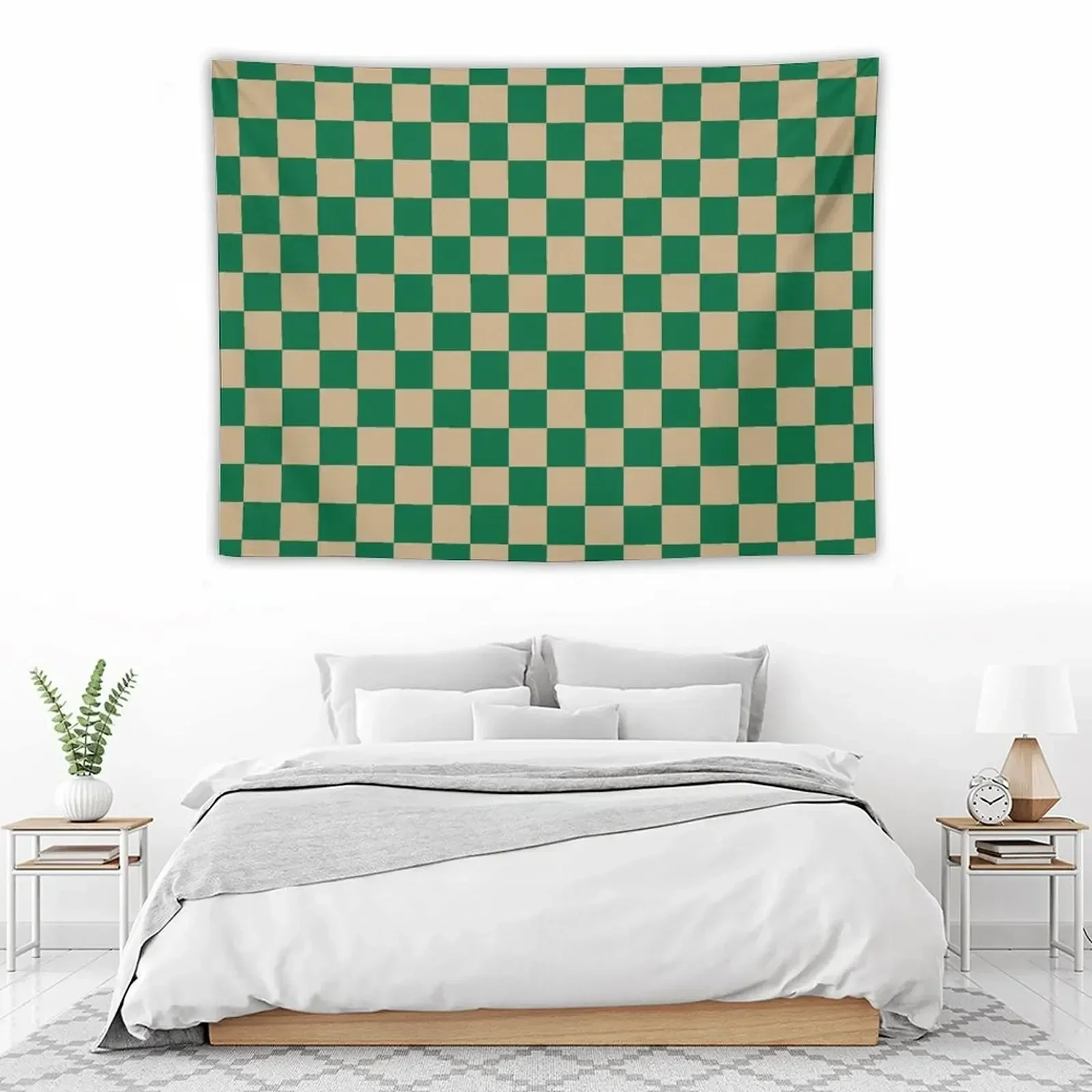 Светло-коричневый и кадмиум зеленый шахматный гобелен декор для дома аксессуары