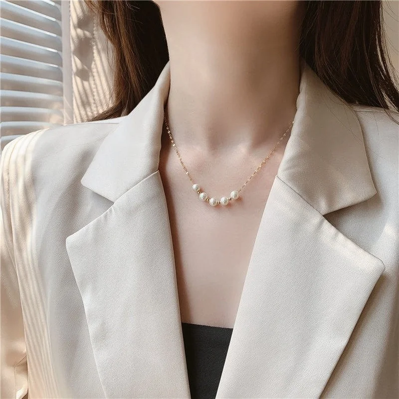 

Freshwater Pearl Trend Handmade Simple Wild Collarbone Chain Korean Version of The Net Red with The Same Temperament Necklace