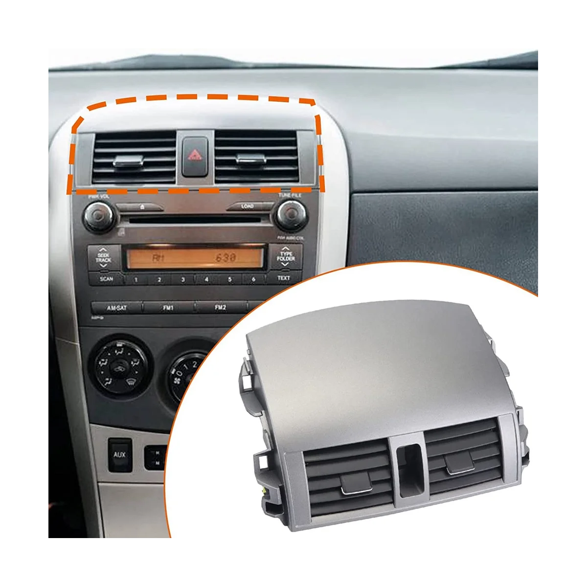 

Центральная решетка A/C для вентиляционных отверстий для Toyota Corolla 2008-2013 (без переключателя рулевого колеса) 55670-02160 55663-02060