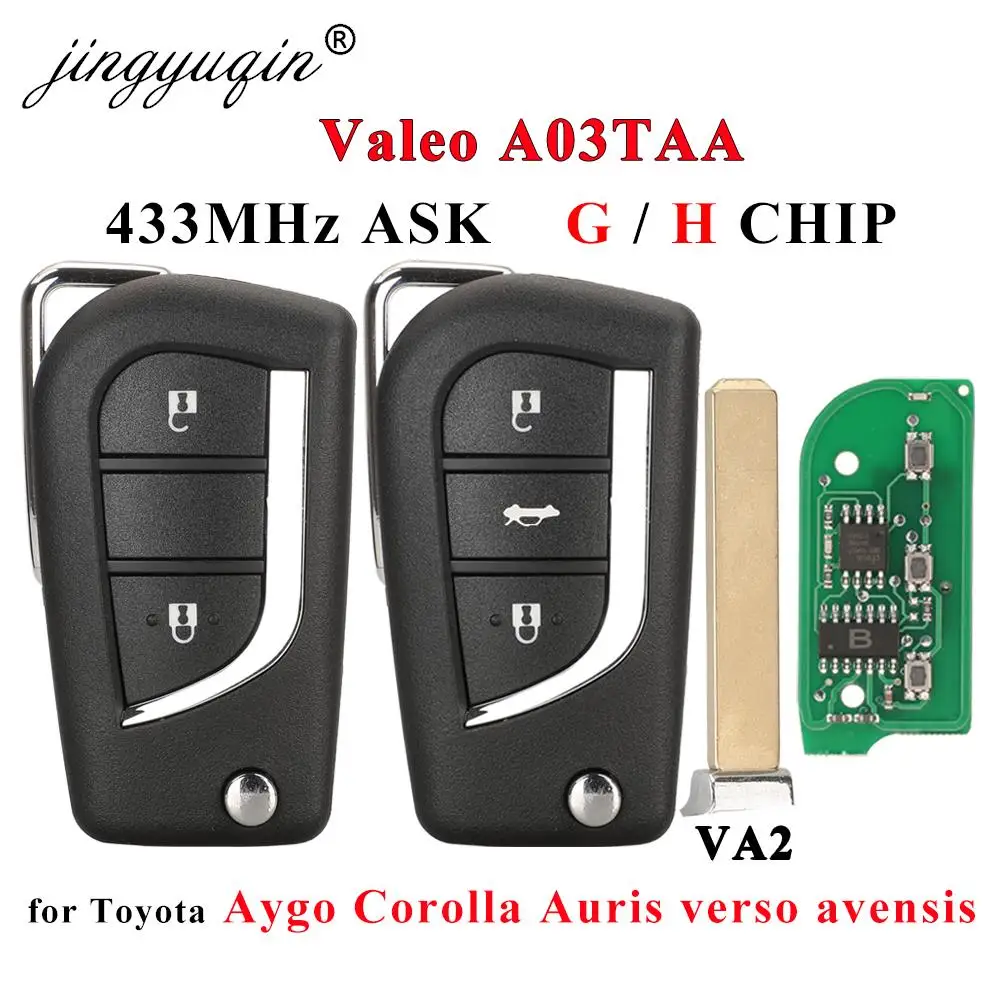 Флип-карта jingyuqin VA2 для Toyota 433 МГц, флип-карта для Toyota Aygo Corolla Auris /G, подходит для Verso Avensis S000048000 A03TAA