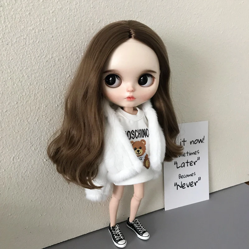 

Outfits for Blythe Doll Clothes Soft Fur Coat with Hat Suit for Blyth Licca OB23 Ob24 Azone19 Joint Body Barbie Doll Accessories