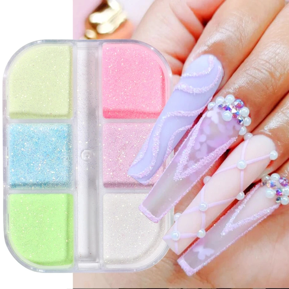 

Holographic Sugar Powder Manicure Nail Pigment Dust Aurora Sparkly Glitter Flower Decoration Luminous French Design For Nails