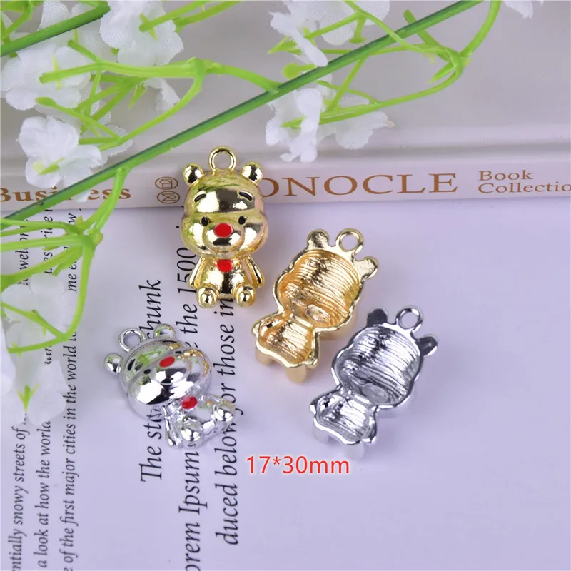 Металлические подвески в виде медведя 10 цветов 17 х30 мм