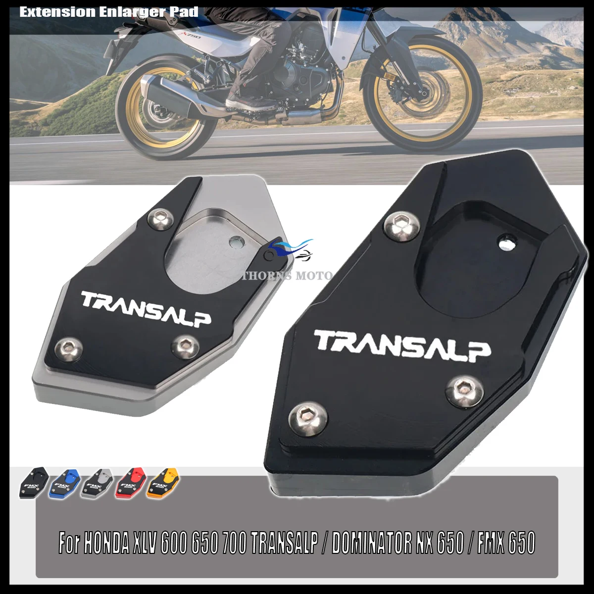 Фото Для HONDA XLV 600 650 700 TRANSALP/DOMINATOR NX650 FMX 650, подставка для ног, боковая подставка, удлинитель, опорная пластина, увеличенная подставка №3