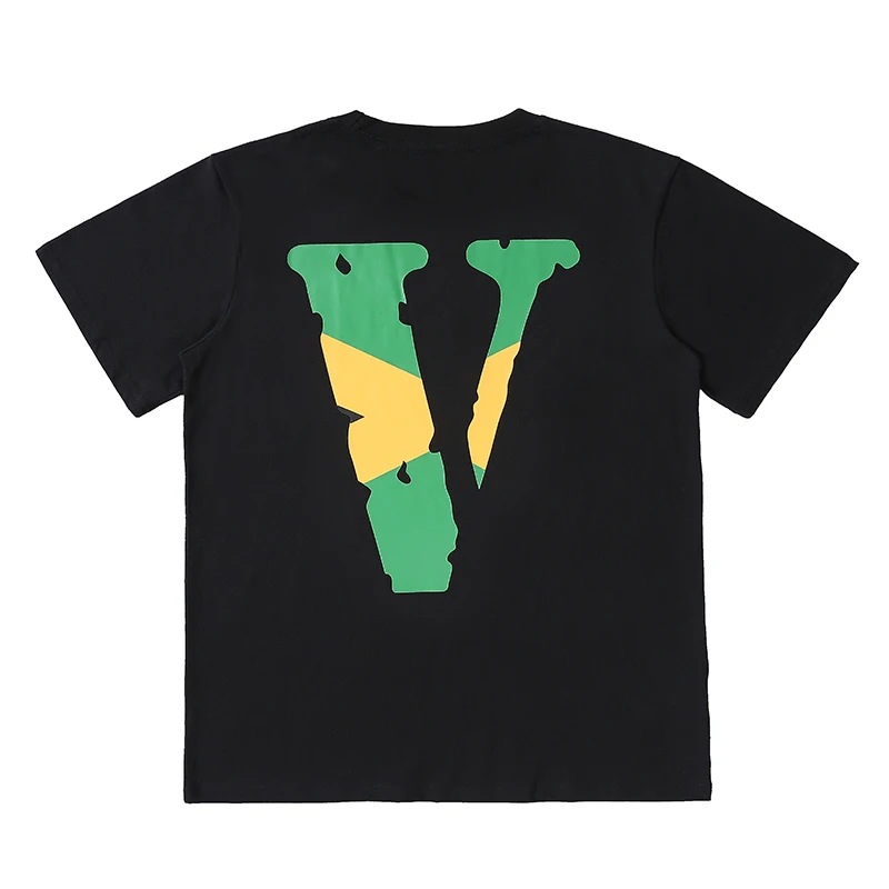 

Повседневная модная свободная футболка VLONE с круглым вырезом, для мужчин и женщин, из натурального хлопка, с буквенным принтом и V-образным в...