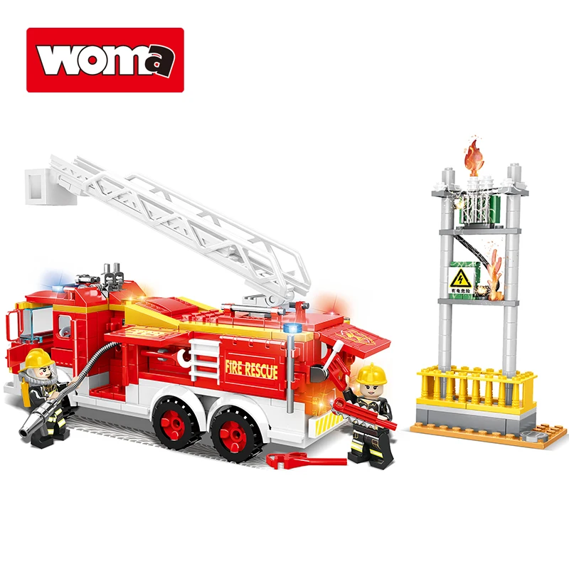 

Спасательная модель WOMA пожарная машина-идеальная игрушка «сделай сам» для вашего ребенка с маленькой кирпичной кладкой, невероятная спасательная женщина F