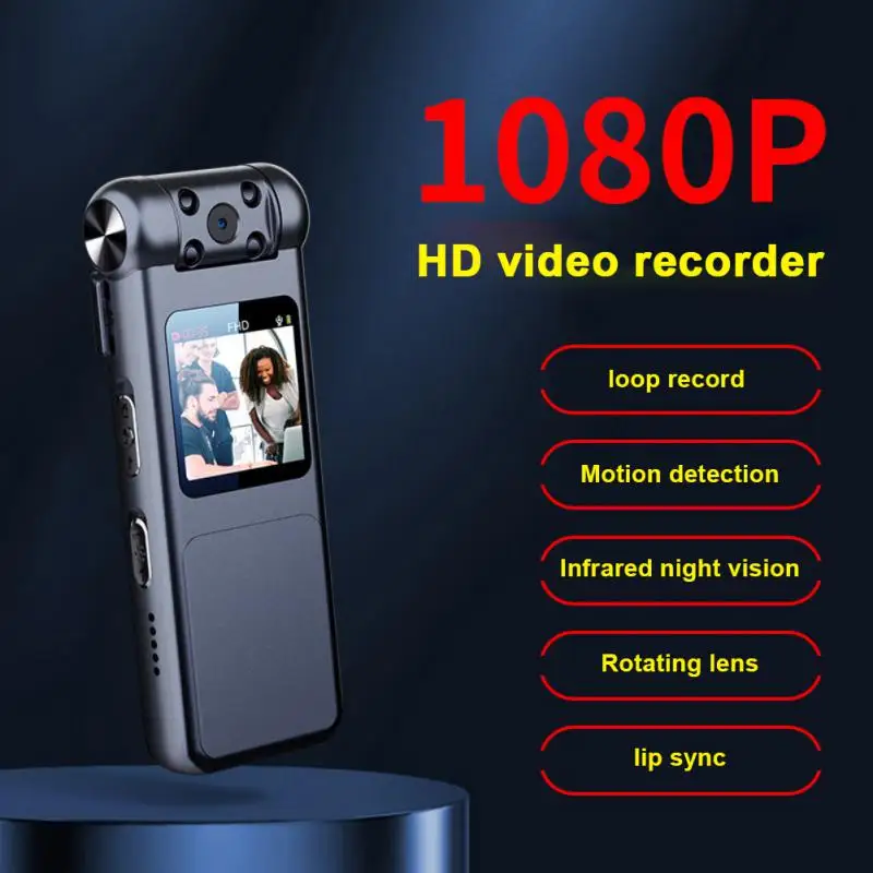 

Small Body Worn Camera HD 1080P Camcorder Recording Infrared LCD Screen DVR DV Video Record Support 8/16/32/64/128/256G TF Card