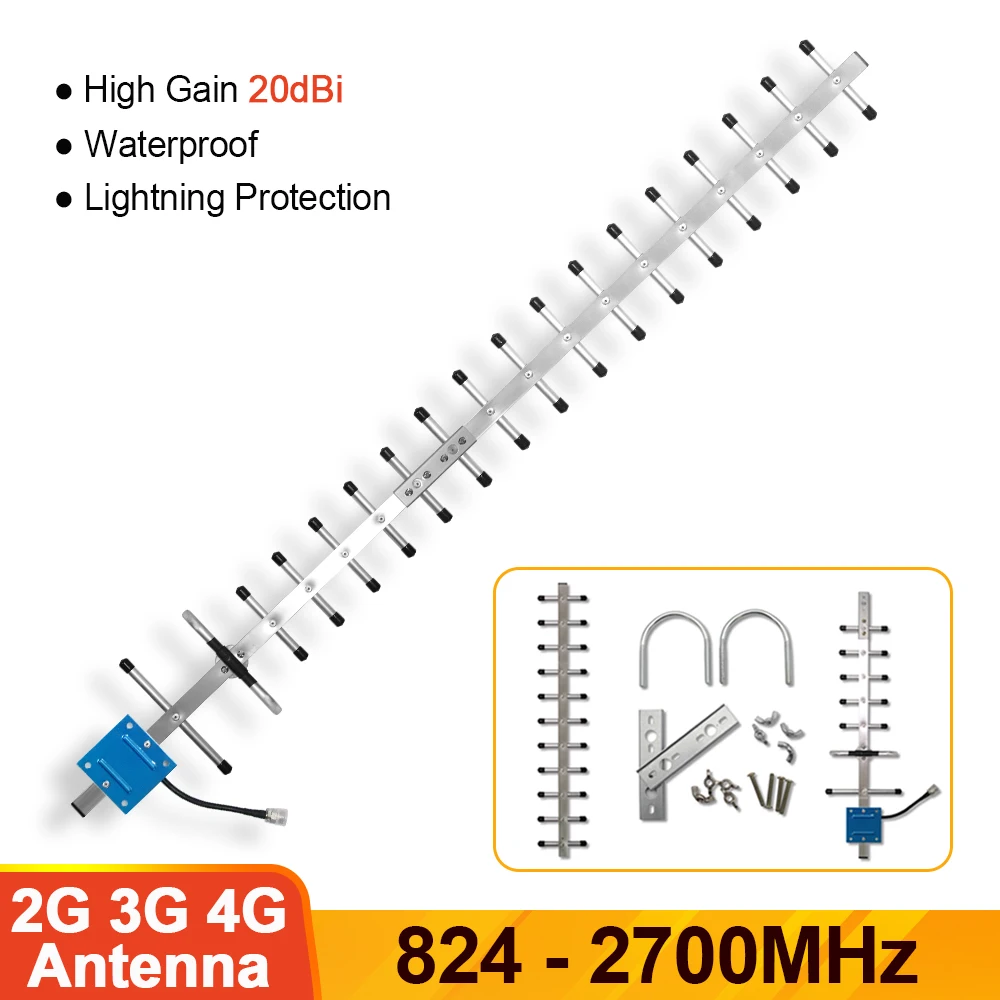 20dBi 2G 3G 4G Yagi наружная антенна 824-2700 МГц внешняя для усилителя сигнала CDMA GSM DCS AWS WCDMA