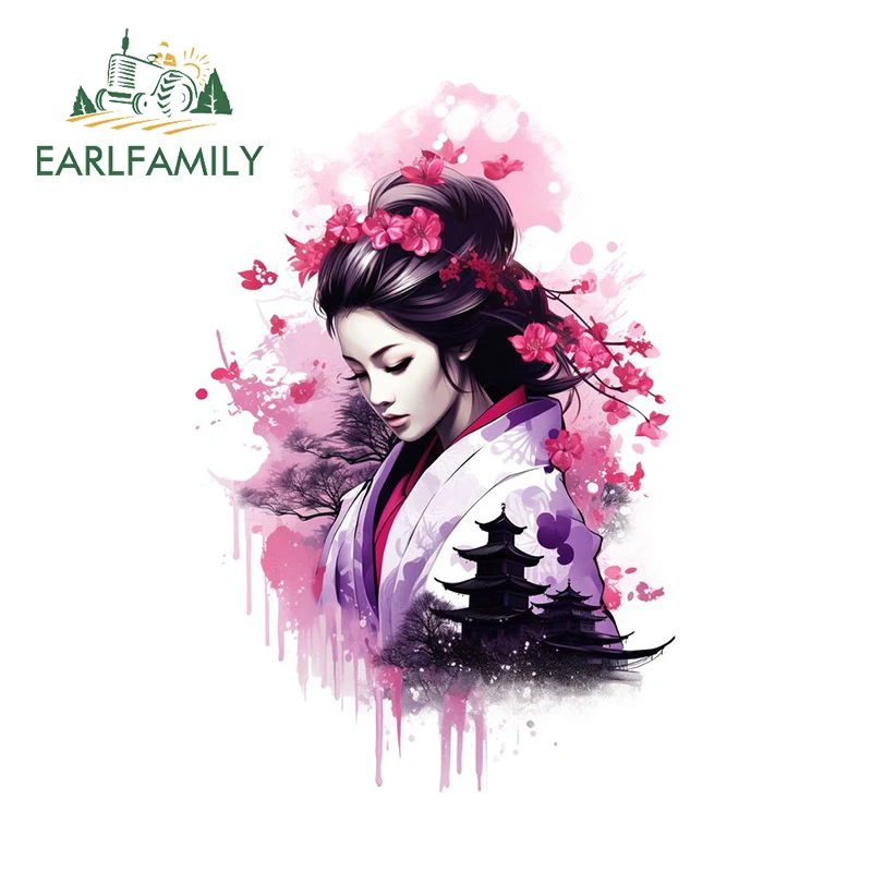 

EARLFAMILY 13 см X 8,8 см для гейши акварель Сакура цветные автомобильные наклейки модные водонепроницаемые виниловые Фотообои