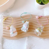 ins cute girl heart cartoon bunny cute key ring acrylic key chain pendant bag accessories holiday gift for girlfriend wholesale