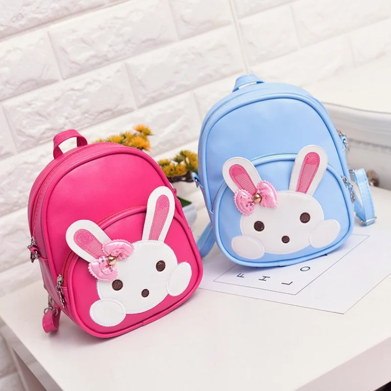 Children's Mini Backpack Princess Kids' Cute Rabbit Decorative Waterproof Bags Girls' Fashion Casual Schoolbag Kawaii Backpack