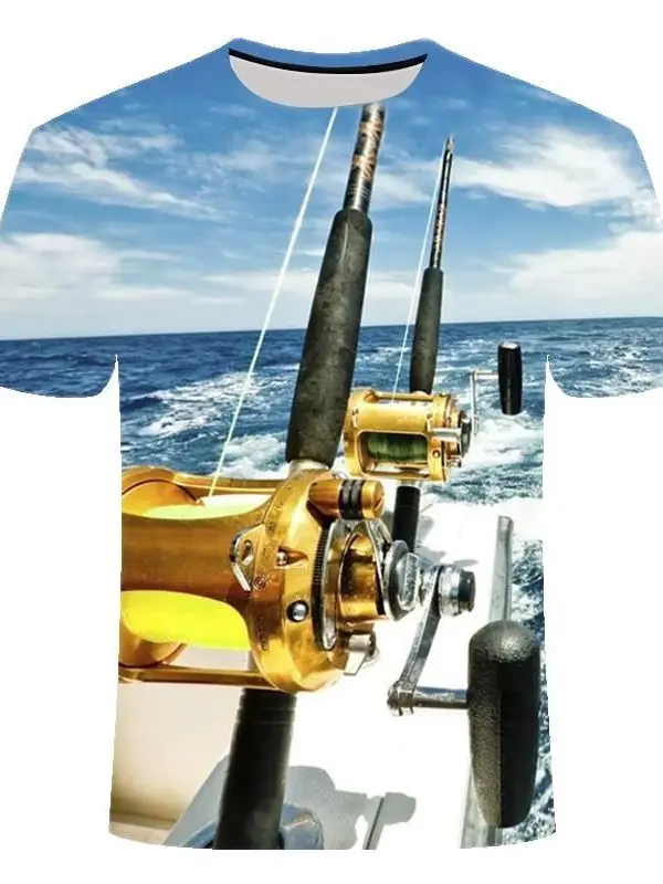 

2021 New Fishing T-Shirt Style Casual 3D Printing Digital Fish T-Shirt Men's T-Shirt Summer Short Sleeve Round Neck Tops