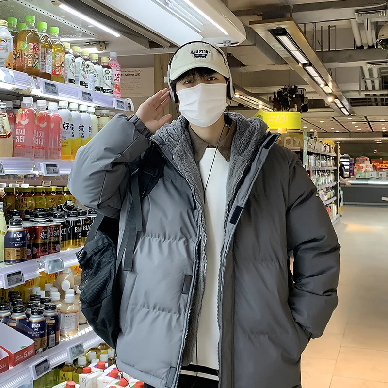 Зимняя куртка с капюшоном корейское издание модная подкладка из овечьего флиса