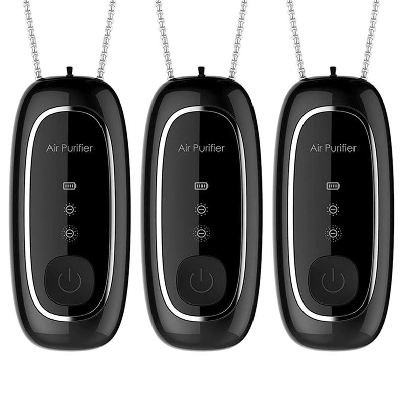

Портативный очиститель воздуха 3X USB, персональное подвесное ожерелье с отрицательным ионным Освежителем воздуха-без излучения, черный