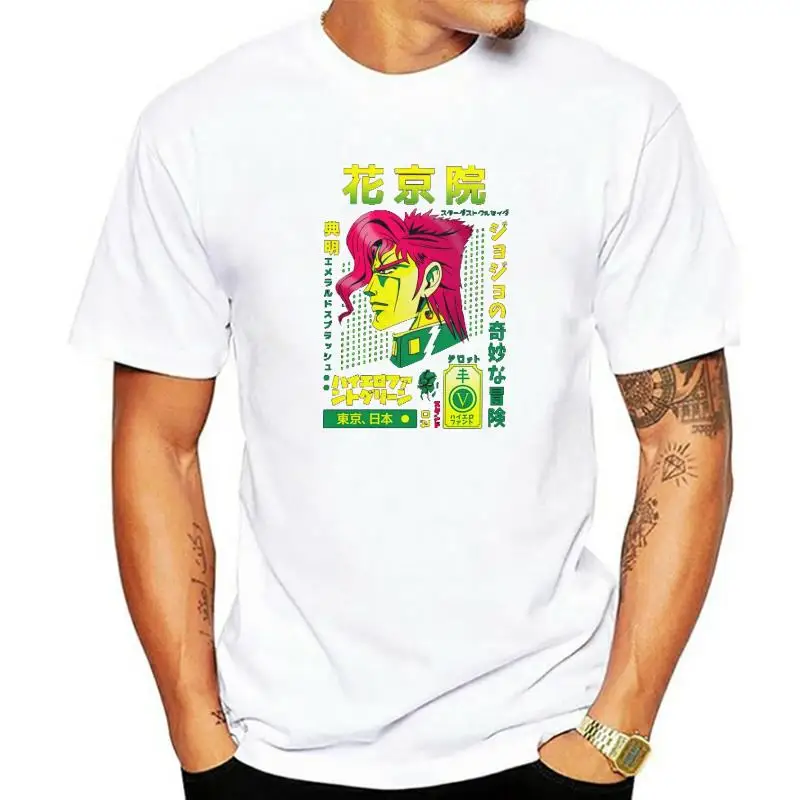 

Fashion Jojo Bizarre Adventure T Shirt Men O-neck Short-Sleeve Noriaki Kakyoin T-shirt Japan Anime Manga Graphic Tee Cotton Tops