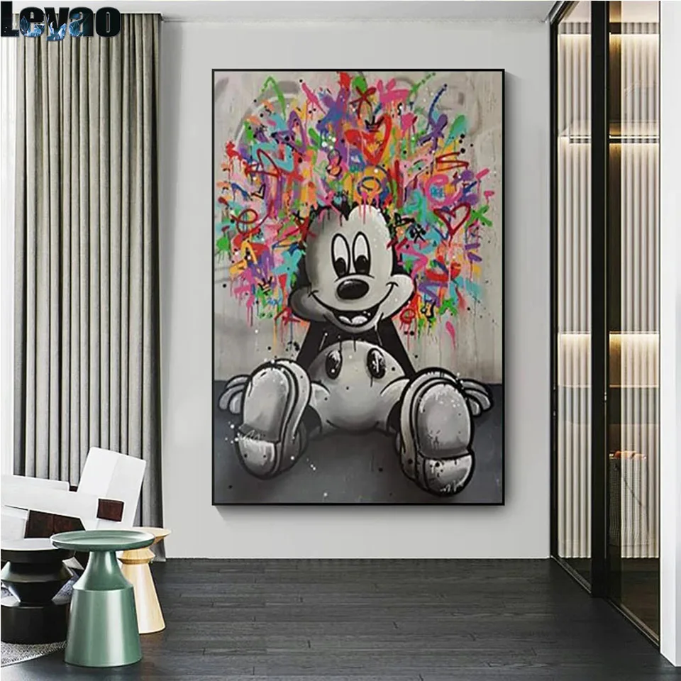 

Алмазная живопись Disney, мультфильм Микки Маус, граффити, искусство, улица, «сделай сам», алмазная вышивка, настенное искусство, подарок, домаш...