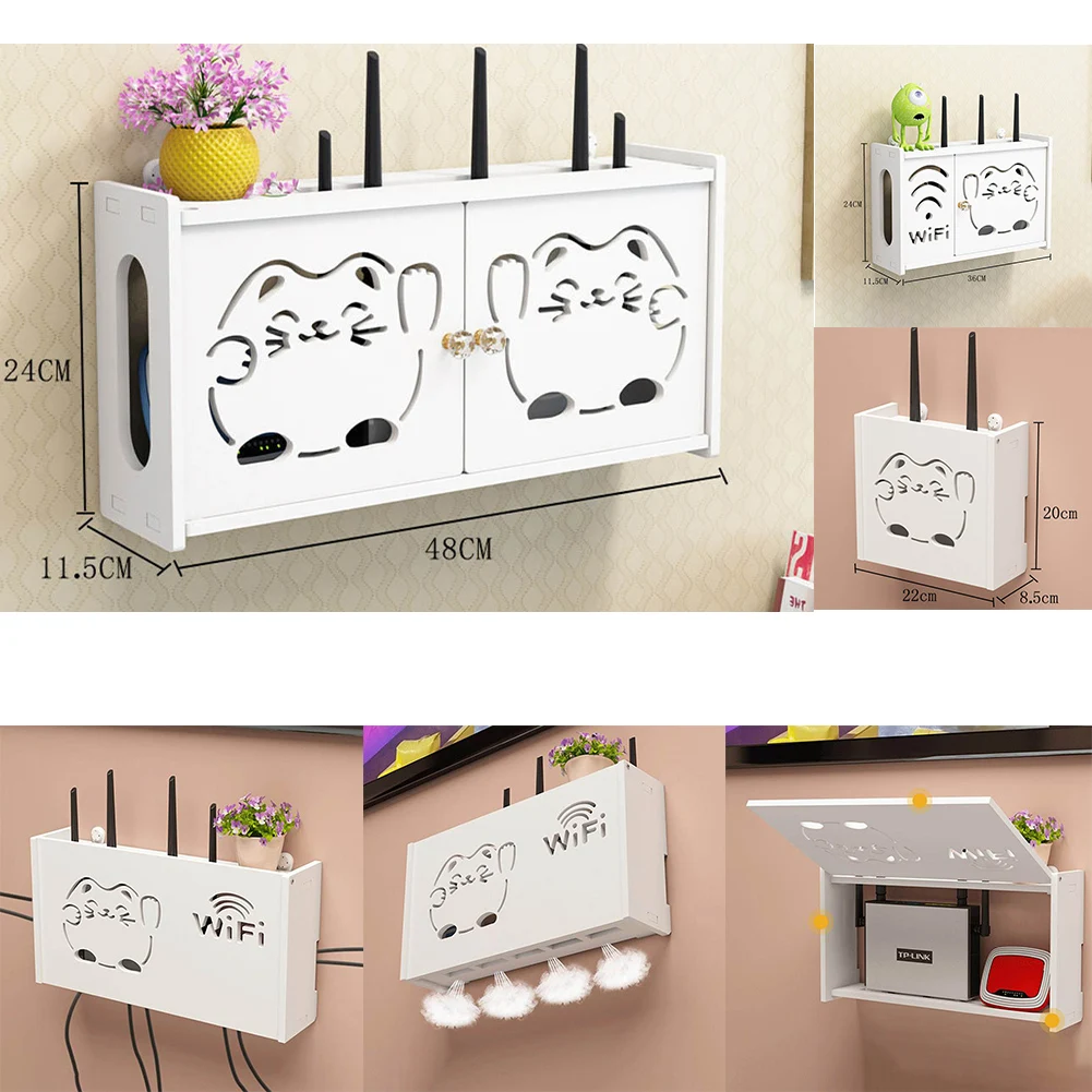 

1 Pcs Router Storage Box Moisture-proof Router Cover Decorative Box Wireless Router Rack Living Room Wall-mounted Storage Box