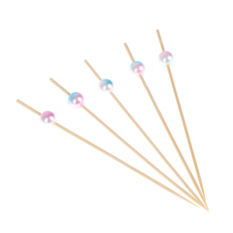 

100PCS Beads Fruit Sticks Decoration Picks Salad Sandwich Buffet Toothpicks Wedding Party Supply For Kids Cocktail