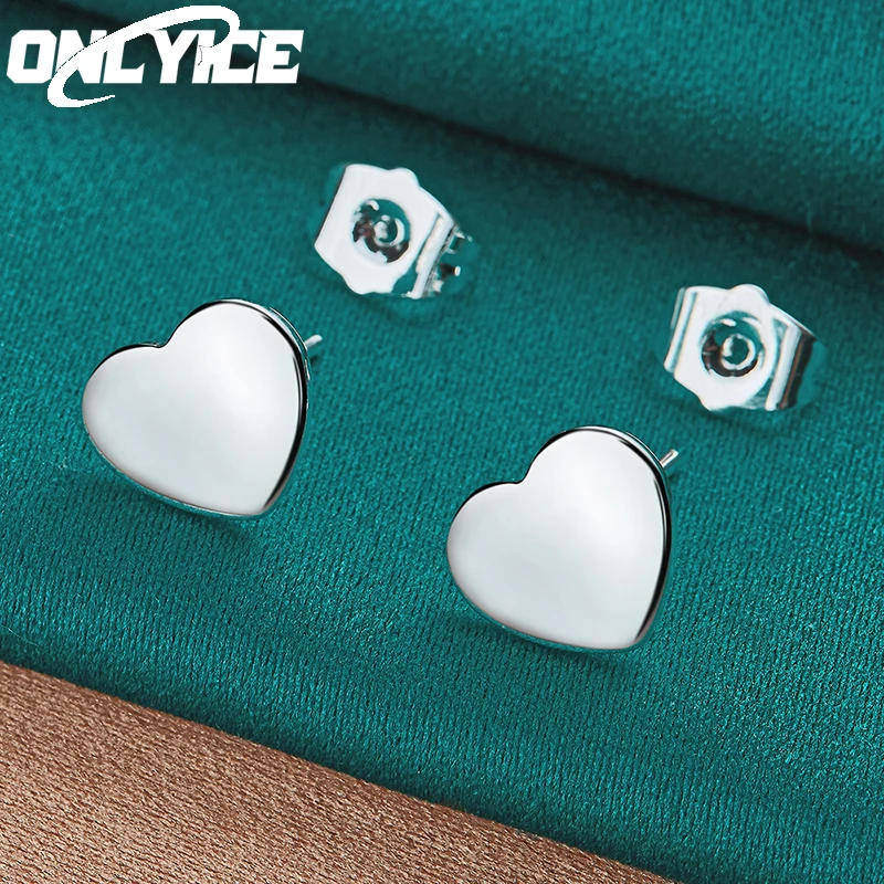 

Charm 925 Sterling Silver Earring For Women Classic Heart Stud Lady Wedding Accessories Engagement Jewelry Gift Fashion Party