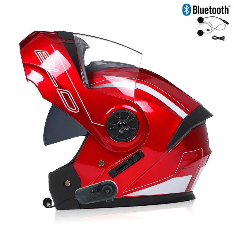 

Мужские мотоциклетные шлемы с Bluetooth, анфас, Casco для мотоциклов, мужские шлемы для мотокросса, откидная шлем De Moto, сертифицированный DOT BLD