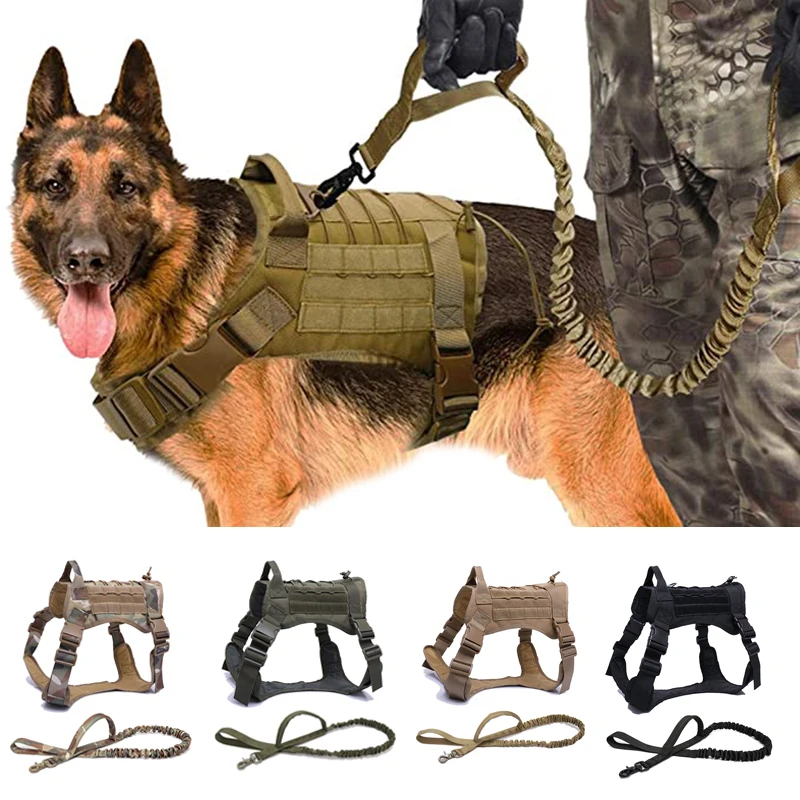 

Tactical Dog Harness Vest Military Service Dog Harness Leash Set Molle Pet Training Vest For Medium Large Dogs German Shepherd