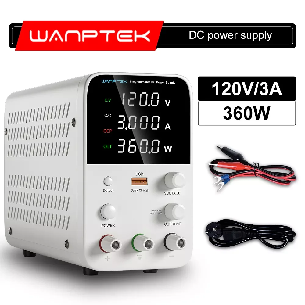 

Wanptek 120V 3A Switching Adjustable DC Power Supply Laboratory Digital LED Display Adjust DC regulated Bench Source diy tool