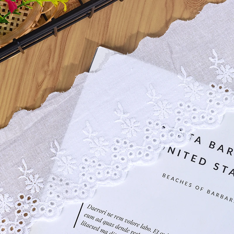Кружевная гипюровая кружевная вышивка 100% хлопчатобумажная ткань красивая