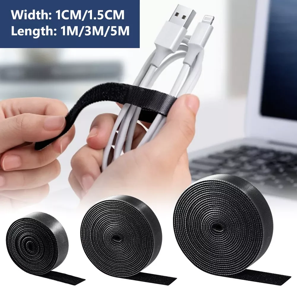 

Nylon Hook Loop Cable Tie Cable Straps Strap Multiple Use Width 1/1.5cm Self-adhesive Reusable Cord Tidy PC TV Organizer