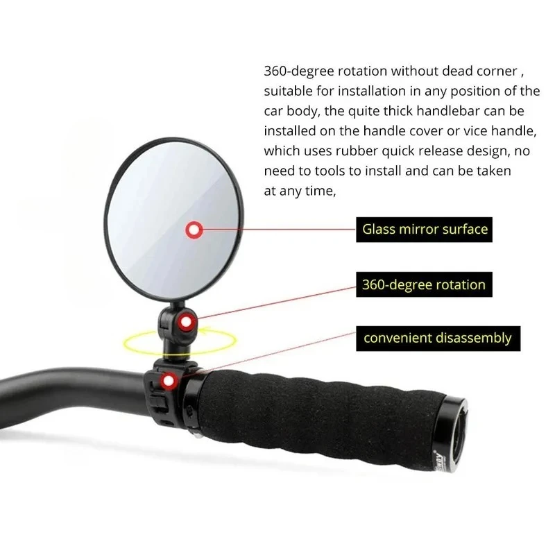 Фото Зеркала заднего вида на руль велосипеда Велоспорт заднего вида MTB Велосипед Силиконовая ручка Зеркало заднего вида Широкоугольное выпуклое зеркало №4
