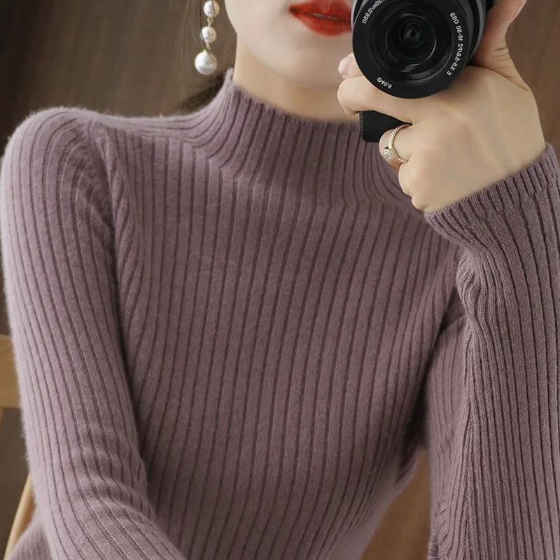 

Autumn and winter Korean version of the tight high neck Slim sweater thin inside the long-sleeved collar bottoming knitwear