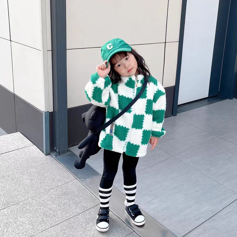 

Girls Coat Jacket Winter Cotton Windbreak 2023 Plaid Warm Plus Thicken Teenagers Overcoat Snowsuit Children's Clothing