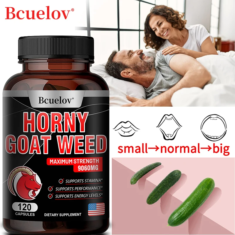 

Horny Goat Weed Capsules 5050 mg to support male energy and performance, supplemented with Maca Root Extract