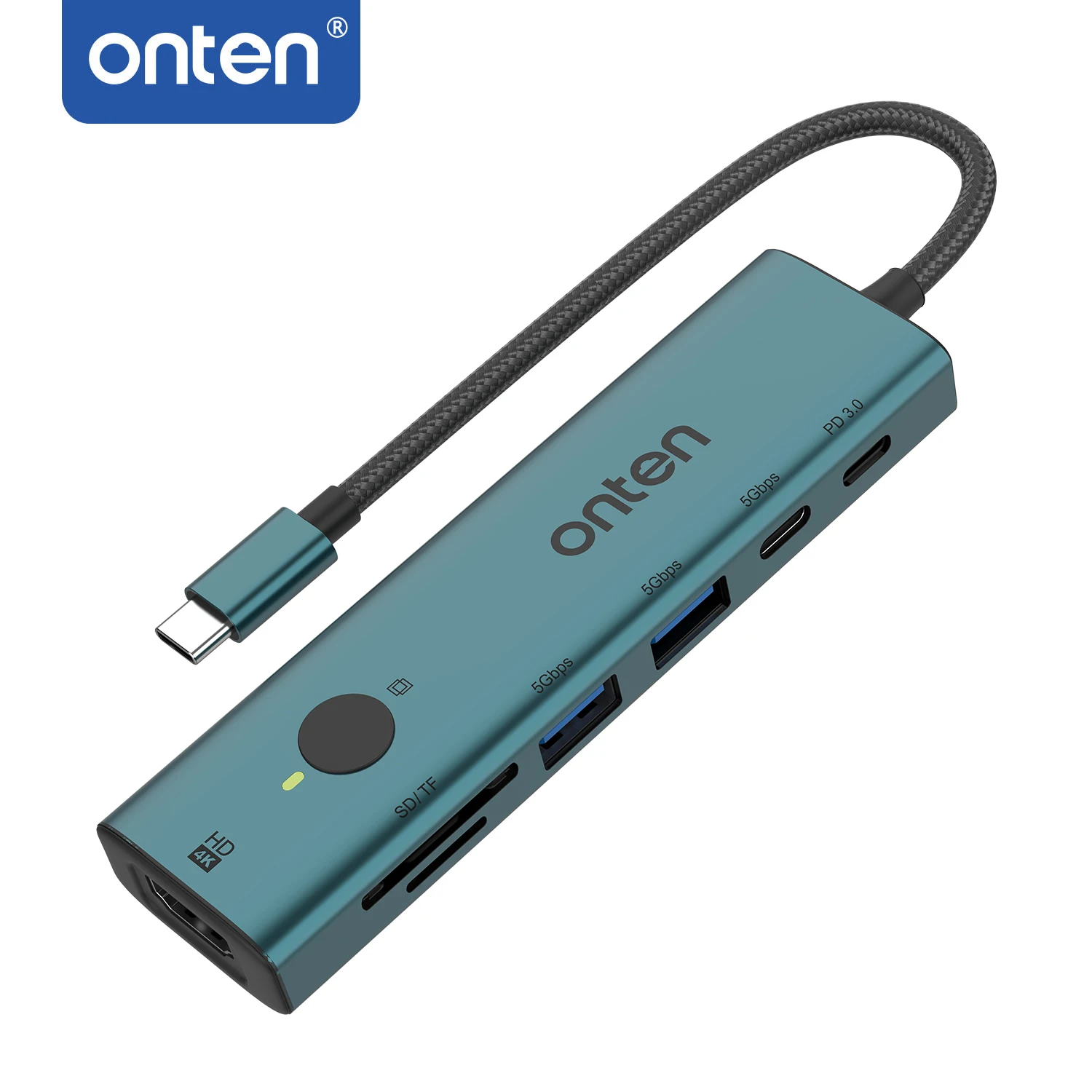 Фото Оригинальный 7 в 1 USB-C HDTV-концентратор Экран включения/выключения 5 Гбит/с USB-A/C Быстрая скорость синхронизации данных PD 100 Вт SD/TF 3.0 Устройство чтения карт памяти для Macbook №1