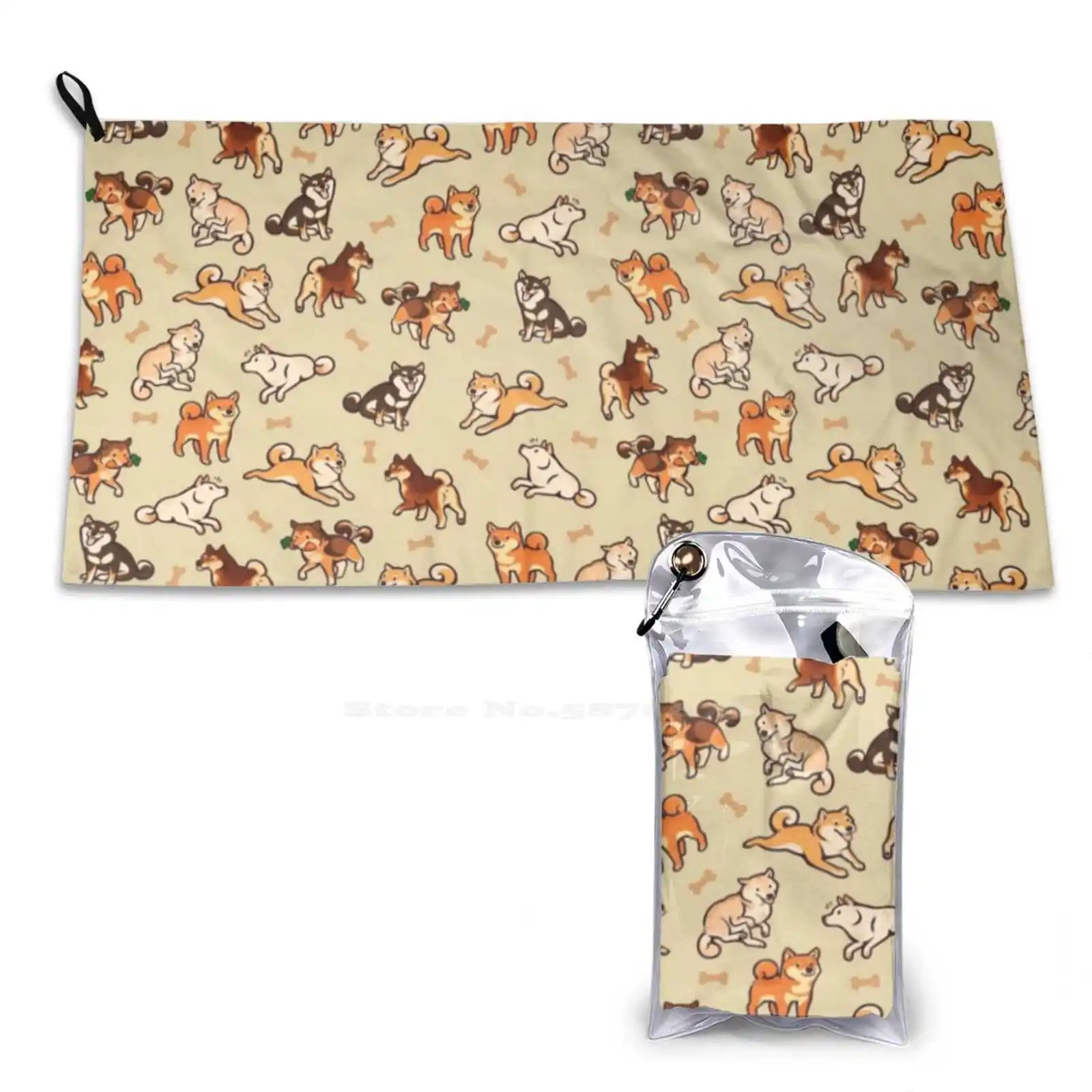 S Washcloth Shiba Inu Dogs Pattern Cute Yellow