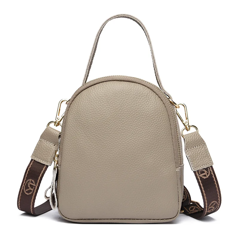 

Fashion Solid Color Cow Leather Women's Bag 100% Real Cowhide Ladies Shoulder Messenger Bag 3 Layer Handbag And Purses Phone Bag