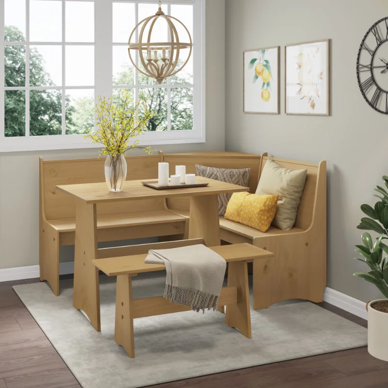 

Woven Paths Cottonwood 3-Piece Small Spaces Wood Dining Nook, Natural