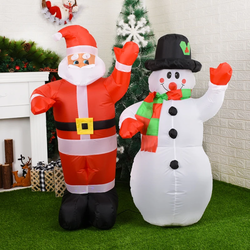 

3.9ft Santa Claus Inflatable Doll Xmas Blow Up LED Lighted Toys Christmas Props Home Indoor Outdoor Festival Party Decoration