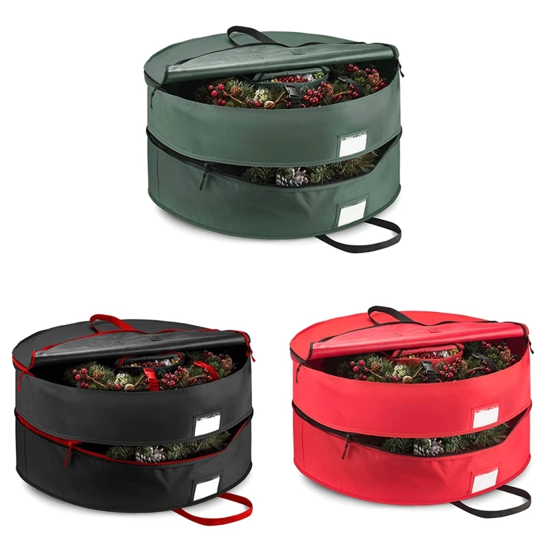 

Wreath Organizer Bag Double Layers Garland Storage Pouch with Handle Heavy Duty