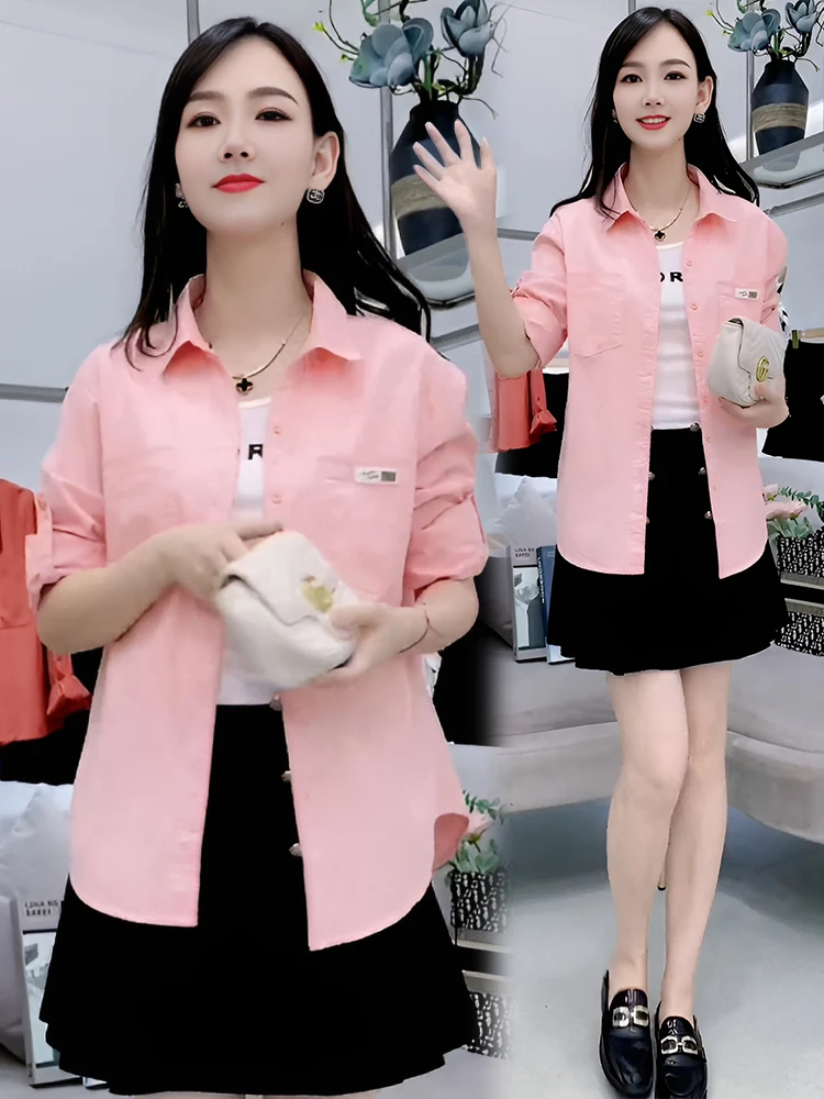 Осень 2024 новые простые и стильные рубашки женская одежда свободная маленькая